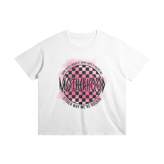 Checkered Motherhood- Oversized Women's T-Shirt