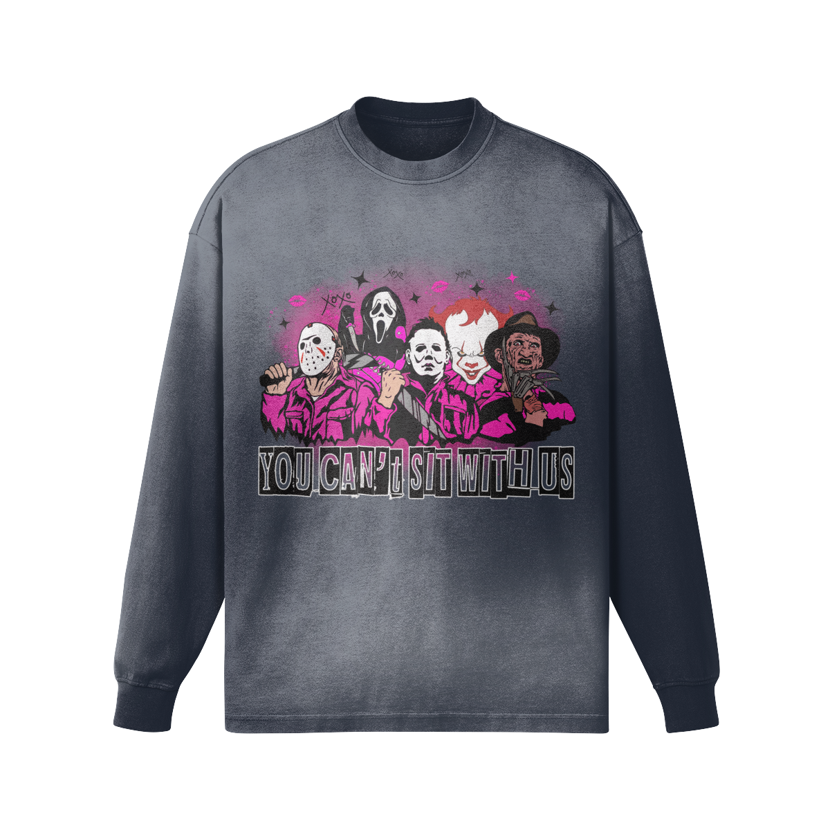 You Can't Sit With Us - Women's Oversized Sun Faded Long Sleeve Top