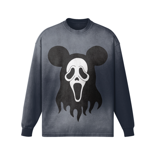 Ghostface Mickey - Women's Oversized Sun Faded Long Sleeve Top